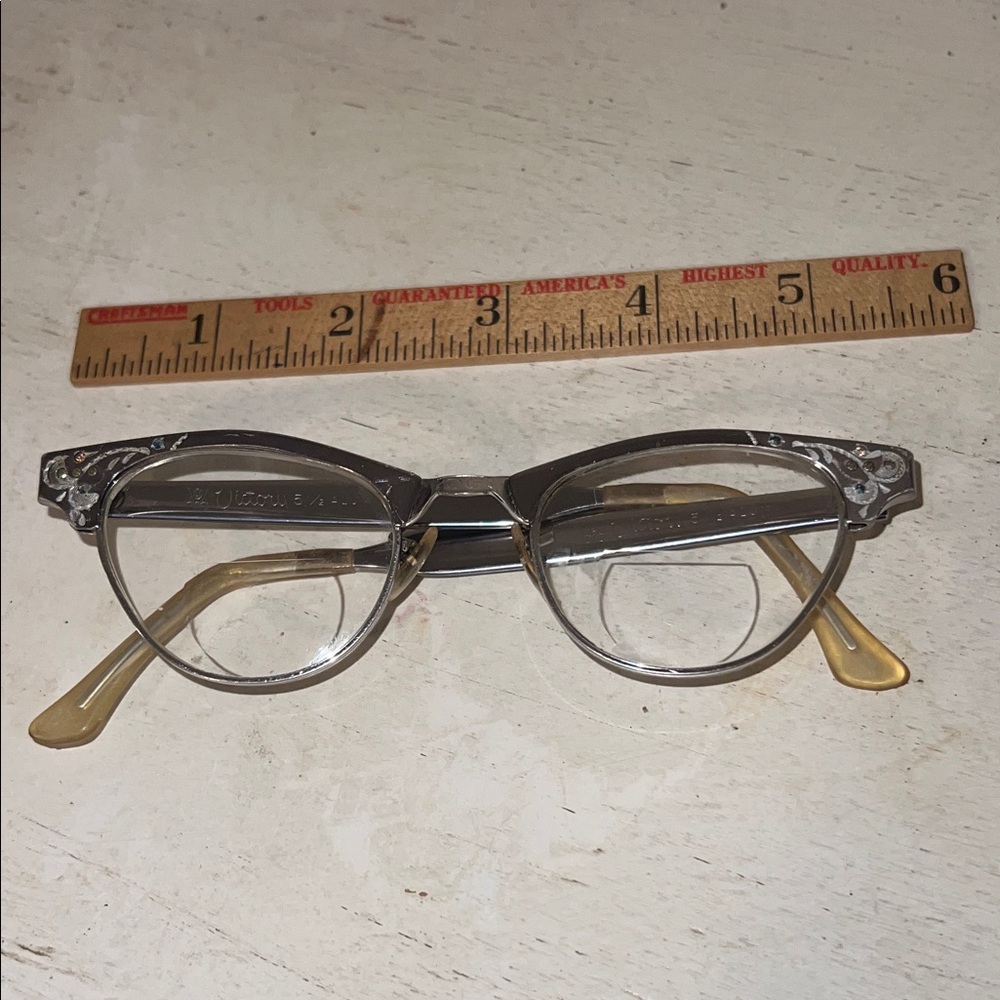 50s 12k Gold Filled Aluminum Art Craft Cat eye frames eye glasses 5 1/2 44
